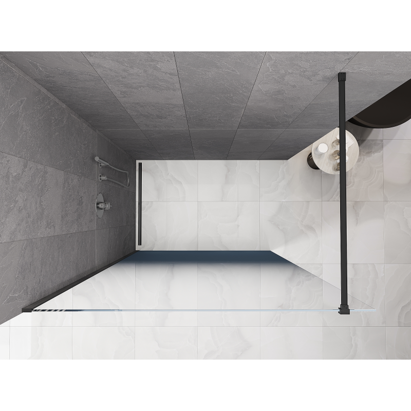 Mexen Kioto ścianka prysznicowa Walk-in 110 x 200 cm, ombre niebieska 8 mm, gun gray szczotkowany - 800-110-101-66-46