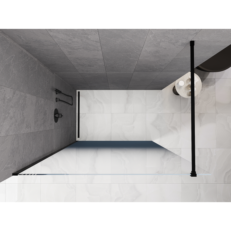 Mexen Kioto ścianka prysznicowa Walk-in 70 x 200 cm, ombre niebieska 8 mm, czarna - 800-070-101-70-46