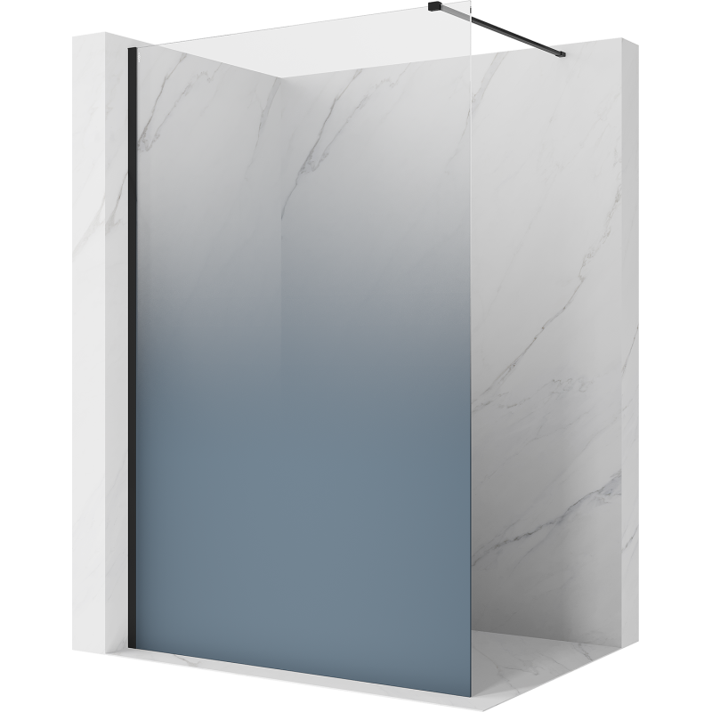 Mexen Kioto ścianka prysznicowa Walk-in 80 x 200 cm, ombre niebieska 8 mm, czarna - 800-080-101-70-46