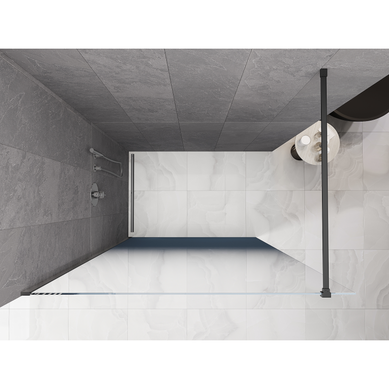 Mexen Kioto ścianka prysznicowa Walk-in 110 x 200 cm, ombre niebieska 8 mm, gun metal - 800-110-101-95-46