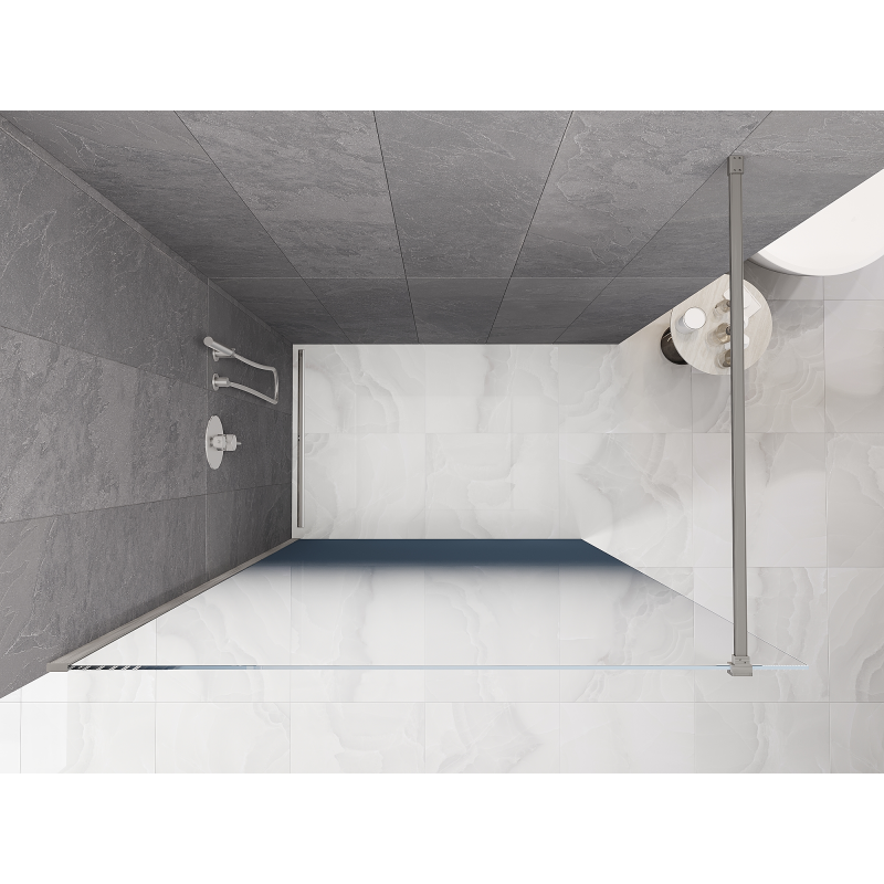 Mexen Kioto ścianka prysznicowa Walk-in 100 x 200 cm, ombre niebieska 8 mm, nikiel szczotkowany - 800-100-101-97-46