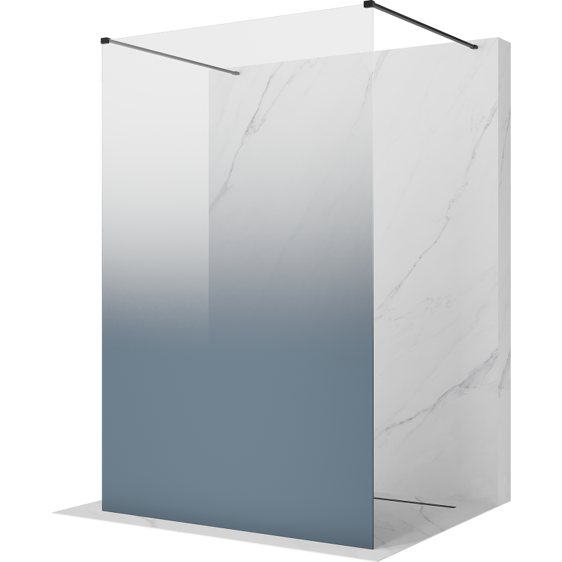 Mexen Kioto ścianka prysznicowa wolnostojąca 100 x 200 cm, ombre niebieska 8 mm, czarna - 800-100-002-70-46