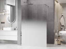 Mexen Kioto ścianka prysznicowa Walk-in 100 x 200 cm, ombre biała 8 mm, chrom - 800-100-101-01-86