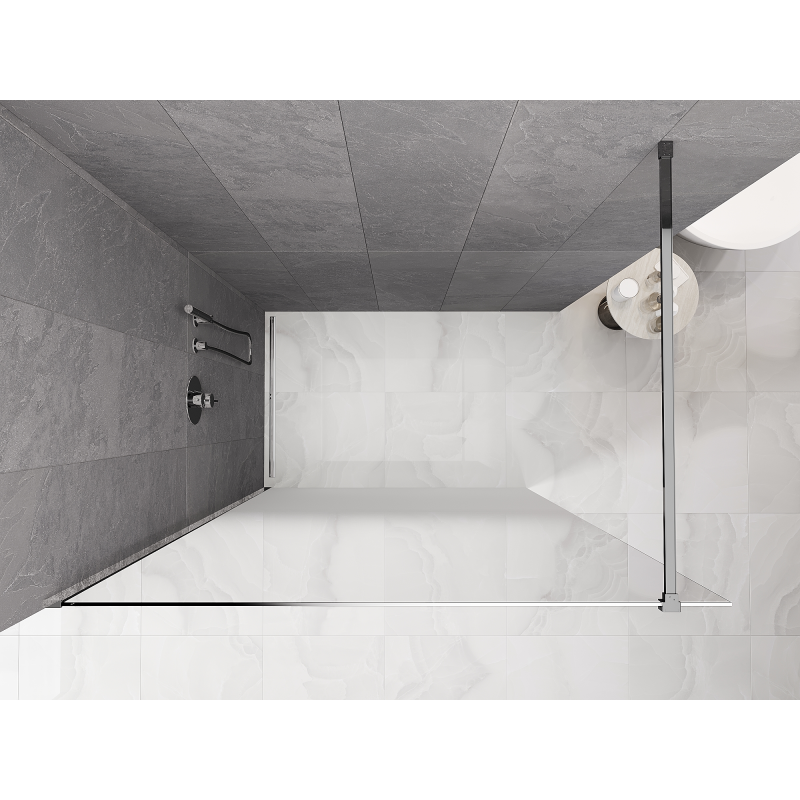 Mexen Kioto ścianka prysznicowa Walk-in 150 x 200 cm, ombre biała 8 mm, chrom - 800-150-101-01-86