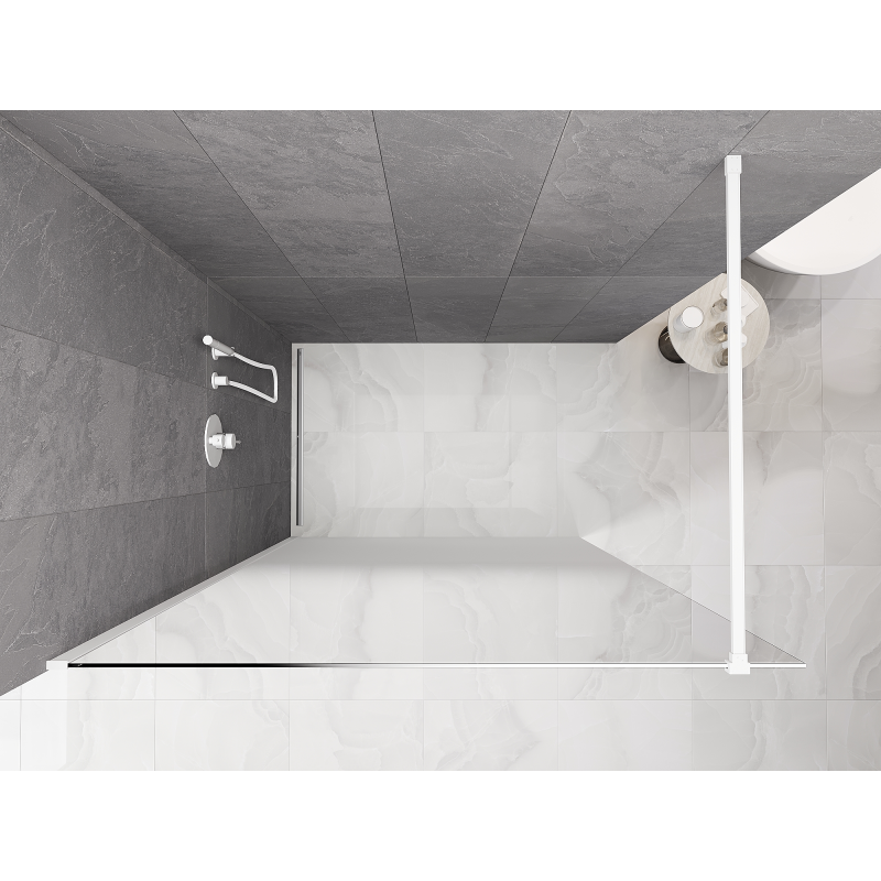 Mexen Kioto ścianka prysznicowa Walk-in 150 x 200 cm, ombre biała 8 mm, biała - 800-150-101-20-86