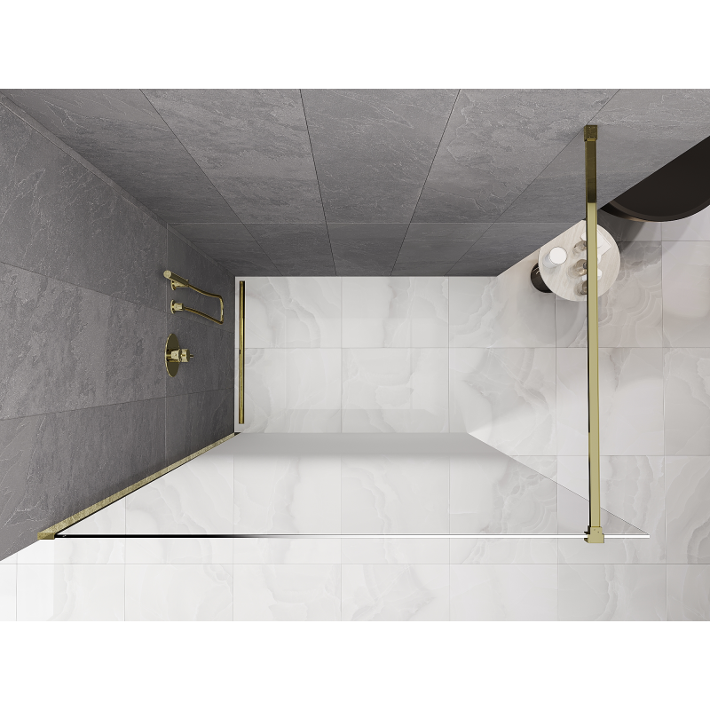 Mexen Kioto ścianka prysznicowa Walk-in 100 x 200 cm, ombre biała 8 mm, złota - 800-100-101-50-86