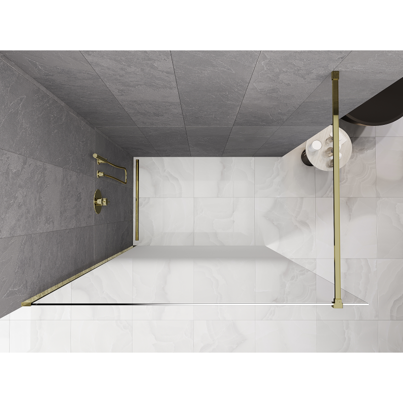 Mexen Kioto ścianka prysznicowa Walk-in 110 x 200 cm, ombre biała 8 mm, złota - 800-110-101-50-86