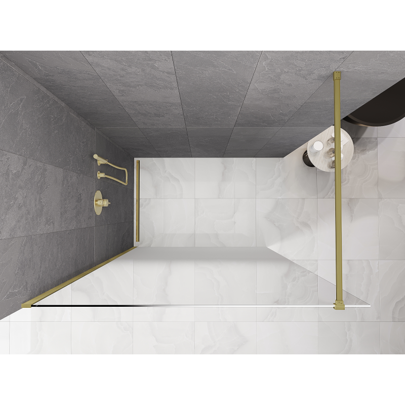 Mexen Kioto ścianka prysznicowa Walk-in 70 x 200 cm, ombre biała 8 mm, złota szczotkowana - 800-070-101-55-86