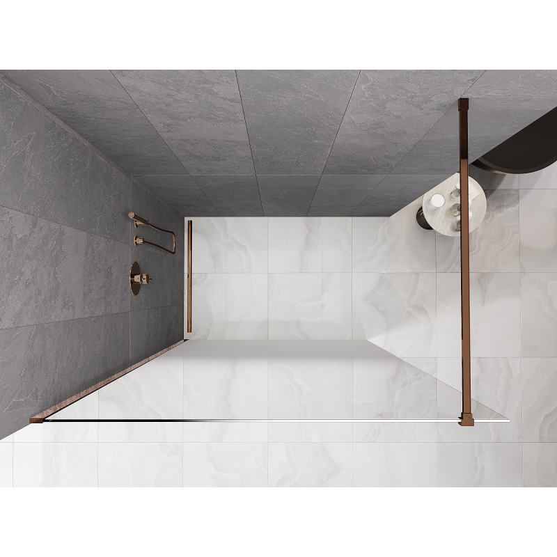 Mexen Kioto ścianka prysznicowa Walk-in 70 x 200 cm, ombre biała 8 mm, różowe złoto - 800-070-101-60-86