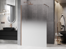 Mexen Kioto ścianka prysznicowa Walk-in 80 x 200 cm, ombre biała 8 mm, miedź szczotkowana - 800-080-101-65-86