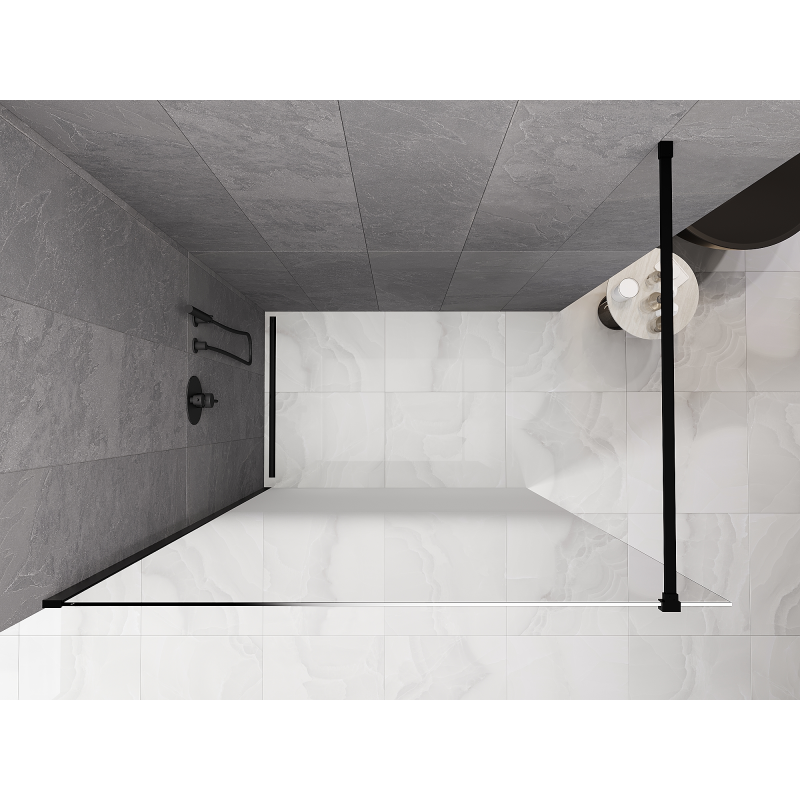 Mexen Kioto ścianka prysznicowa Walk-in 130 x 200 cm, ombre biała 8 mm, czarna - 800-130-101-70-86