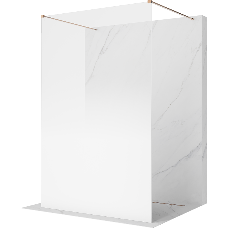 Mexen Kioto ścianka prysznicowa wolnostojąca 100 x 200 cm, ombre biała 8 mm, różowe złoto - 800-100-002-60-86