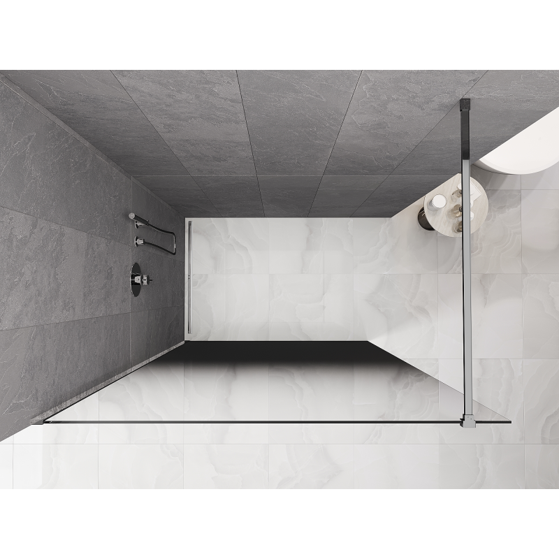 Mexen Kioto ścianka prysznicowa Walk-in 90 x 200 cm, ombre czarna 8 mm, chrom - 800-090-101-01-76