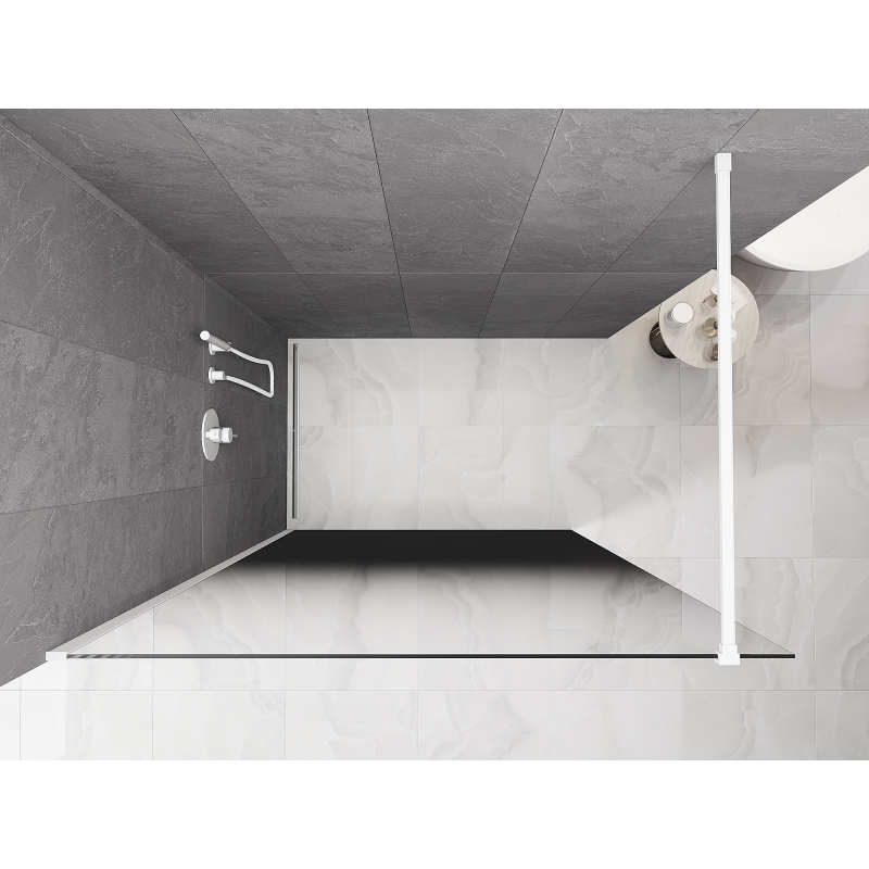 Mexen Kioto ścianka prysznicowa Walk-in 130 x 200 cm, ombre czarna 8 mm, biała - 800-130-101-20-76