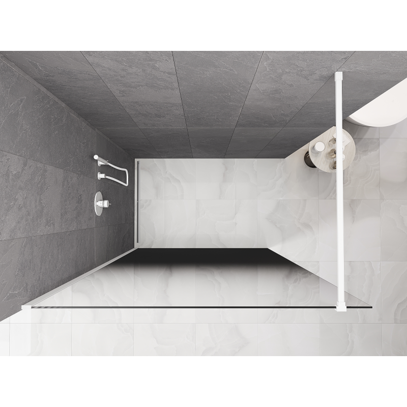 Mexen Kioto ścianka prysznicowa Walk-in 140 x 200 cm, ombre czarna 8 mm, biała - 800-140-101-20-76