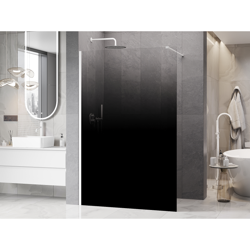 Mexen Kioto ścianka prysznicowa Walk-in 70 x 200 cm, ombre czarna 8 mm, biała - 800-070-101-20-76