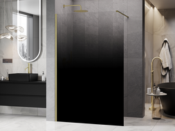 Mexen Kioto ścianka prysznicowa Walk-in 150 x 200 cm, ombre czarna 8 mm, złota szczotkowana - 800-150-101-55-76