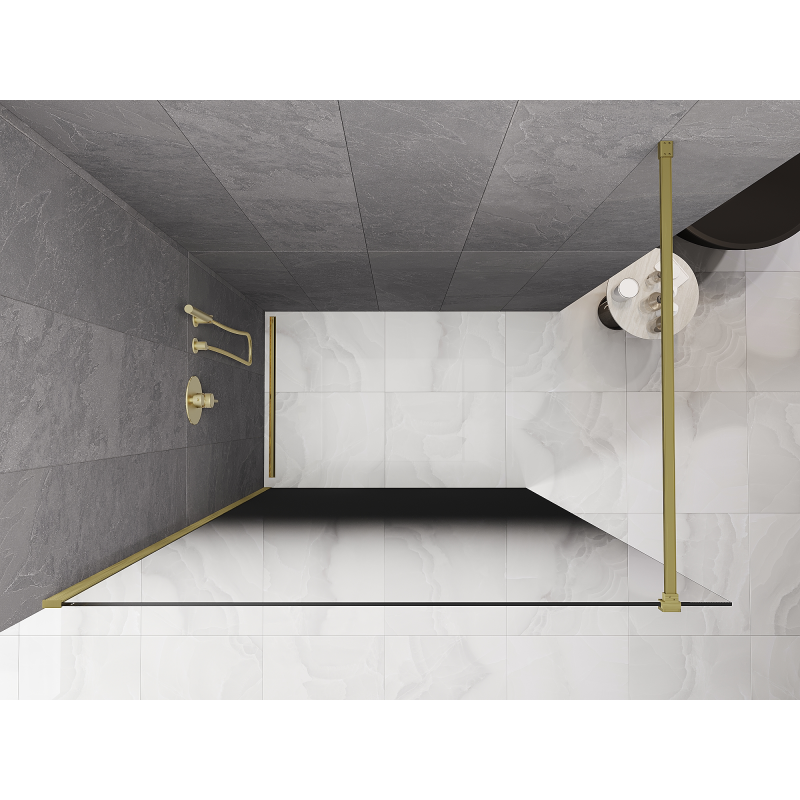 Mexen Kioto ścianka prysznicowa Walk-in 80 x 200 cm, ombre czarna 8 mm, złota szczotkowana - 800-080-101-55-76