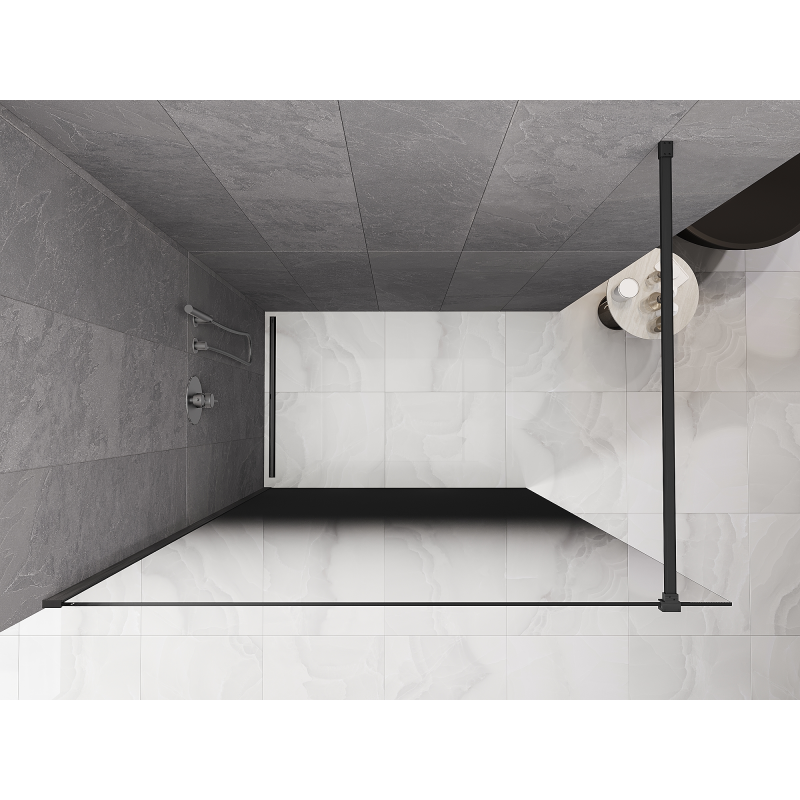 Mexen Kioto ścianka prysznicowa Walk-in 150 x 200 cm, ombre czarna 8 mm, gun gray szczotkowany - 800-150-101-66-76
