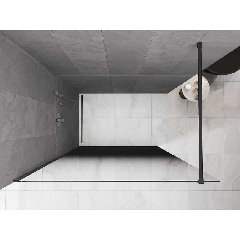 Mexen Kioto ścianka prysznicowa Walk-in 80 x 200 cm, ombre czarna 8 mm, gun gray szczotkowany - 800-080-101-66-76