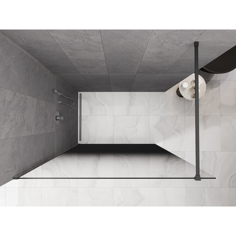 Mexen Kioto ścianka prysznicowa Walk-in 70 x 200 cm, ombre czarna 8 mm, gun metal - 800-070-101-95-76