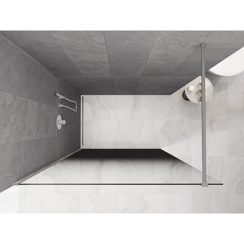 Mexen Kioto ścianka prysznicowa Walk-in 80 x 200 cm, ombre czarna 8 mm, nikiel szczotkowany - 800-080-101-97-76