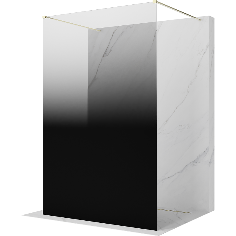 Mexen Kioto ścianka prysznicowa wolnostojąca 130 x 200 cm, ombre czarna 8 mm, złota - 800-130-002-50-76