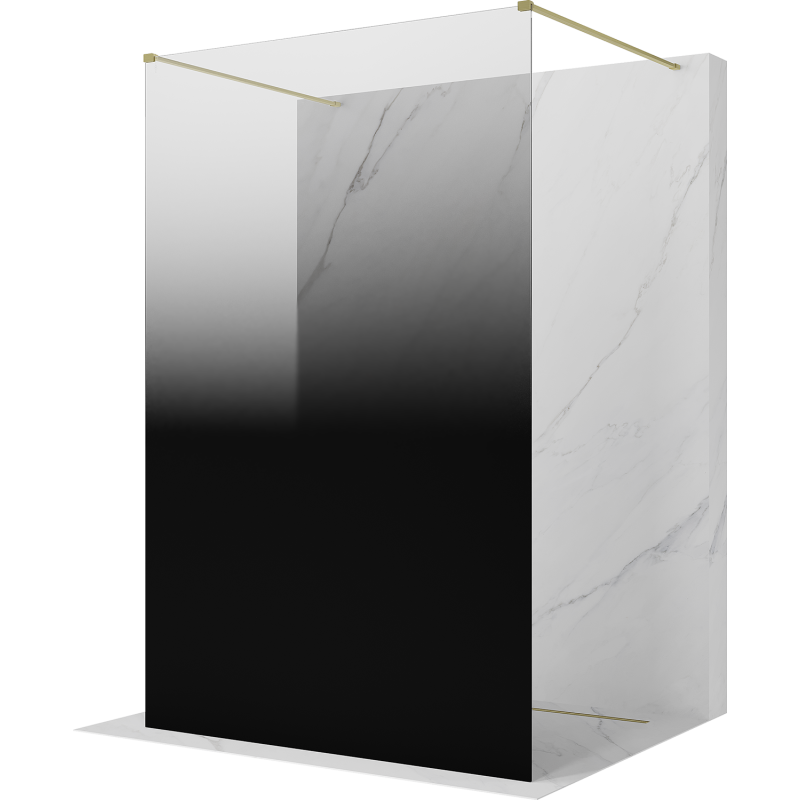 Mexen Kioto ścianka prysznicowa wolnostojąca 130 x 200 cm, ombre czarna 8 mm, złota szczotkowana - 800-130-002-55-76