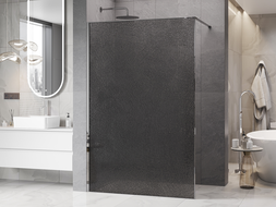 Mexen Kioto ścianka prysznicowa Walk-in 130 x 200 cm, crackle grafit 12 mm, chrom - 800-130-101-01-44-X