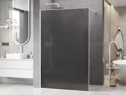 Mexen Kioto ścianka prysznicowa Walk-in 100 x 200 cm, crackle grafit 12 mm, biała - 800-100-101-20-44-X