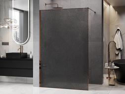 Mexen Kioto ścianka prysznicowa Walk-in 100 x 200 cm, crackle grafit 12 mm, różowe złoto - 800-100-101-60-44-X