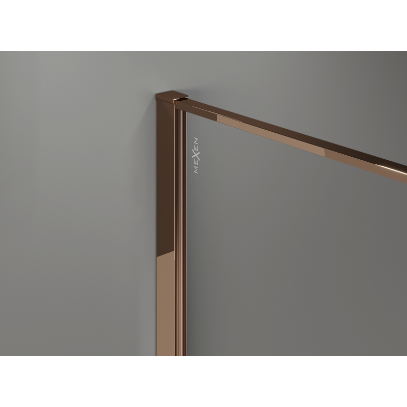 Mexen Kioto ścianka prysznicowa Walk-in 90 x 200 cm, crackle grafit 12 mm, różowe złoto - 800-090-101-60-44-X