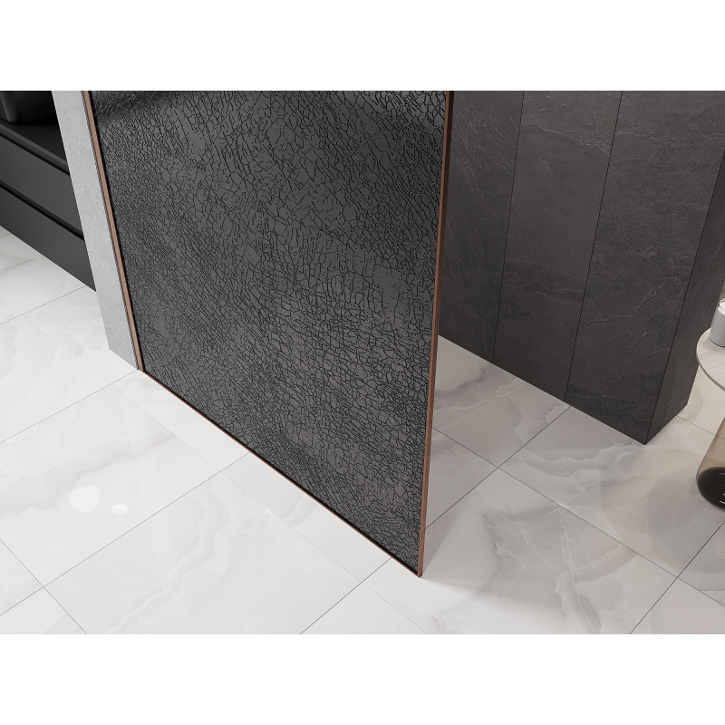 Mexen Kioto ścianka prysznicowa Walk-in 90 x 200 cm, crackle grafit 12 mm, miedź szczotkowana - 800-090-101-65-44-X