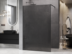 Mexen Kioto ścianka prysznicowa Walk-in 100 x 200 cm, crackle grafit 12 mm, gun gray szczotkowany - 800-100-101-66-44-X