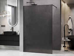 Mexen Kioto ścianka prysznicowa Walk-in 160 x 200 cm, crackle grafit 12 mm, czarna - 800-160-101-70-44-X