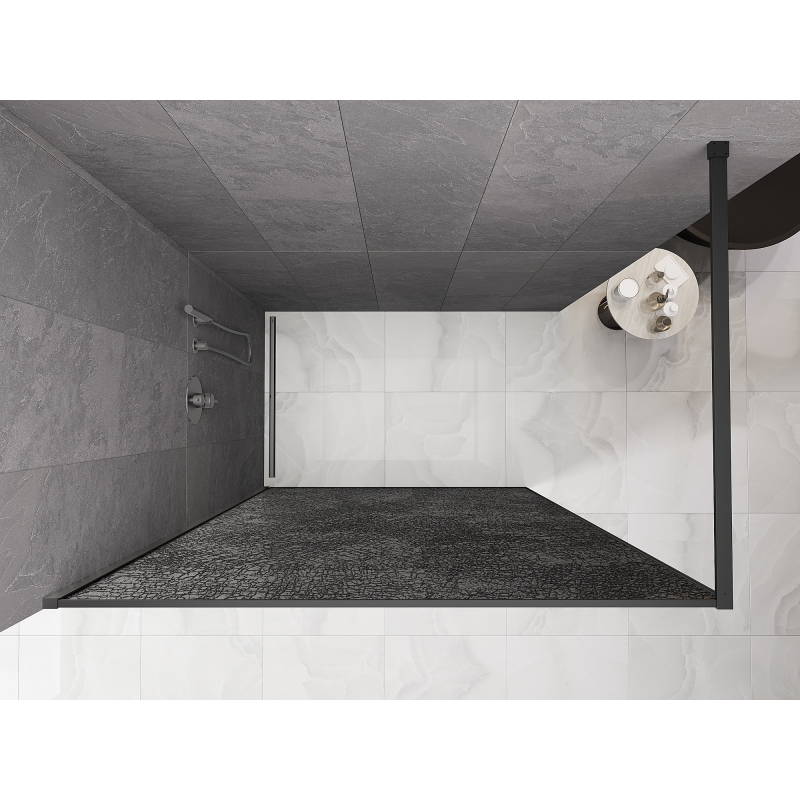 Mexen Kioto ścianka prysznicowa Walk-in 150 x 200 cm, crackle grafit 12 mm, gun metal - 800-150-101-95-44-X