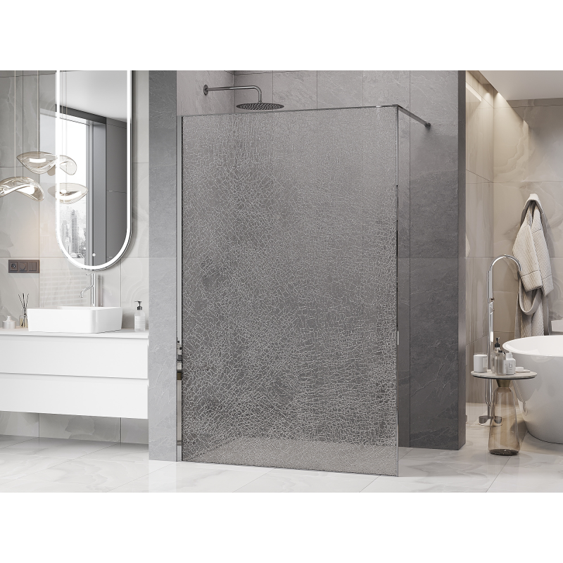Mexen Kioto ścianka prysznicowa Walk-in 70 x 200 cm, crackle transparent 12 mm, chrom - 800-070-101-01-04-X