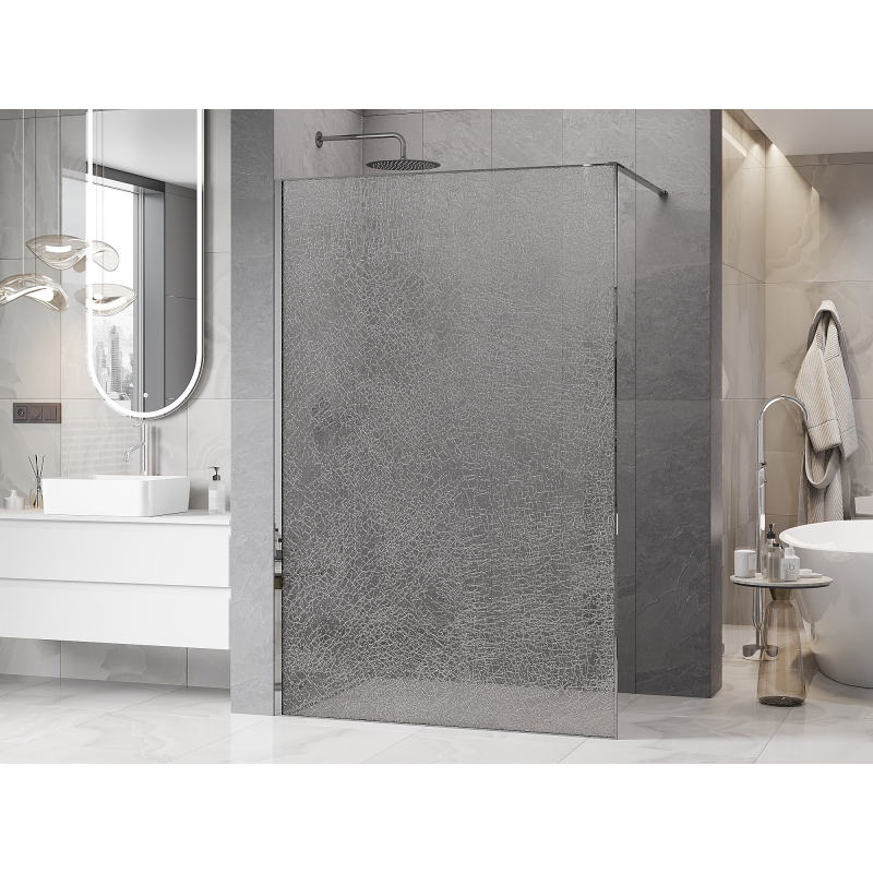 Mexen Kioto ścianka prysznicowa Walk-in 80 x 200 cm, crackle transparent 12 mm, chrom - 800-080-101-01-04-X