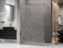 Mexen Kioto ścianka prysznicowa Walk-in 120 x 200 cm, crackle transparent 12 mm, złota - 800-120-101-50-04-X