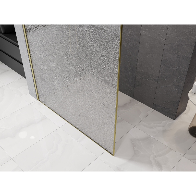 Mexen Kioto ścianka prysznicowa Walk-in 70 x 200 cm, crackle transparent 12 mm, złota szczotkowana - 800-070-101-55-04-X