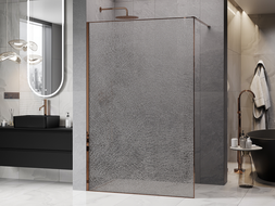 Mexen Kioto ścianka prysznicowa Walk-in 160 x 200 cm, crackle transparent 12 mm, różowe złoto - 800-160-101-60-04-X
