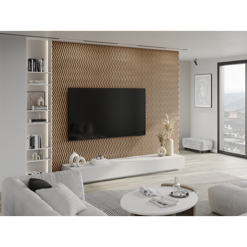 Mexen Lam-SF 02 lamele ścienne akustyczne 280 x 30 cm, filc 9 mm, fornir techniczny, Bielony Dąb - S106-280-02-040