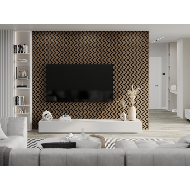 Mexen Lam-SF 02 lamele ścienne akustyczne 280 x 30 cm, filc 9 mm, fornir techniczny, Ciemny Orzech - S106-280-02-044