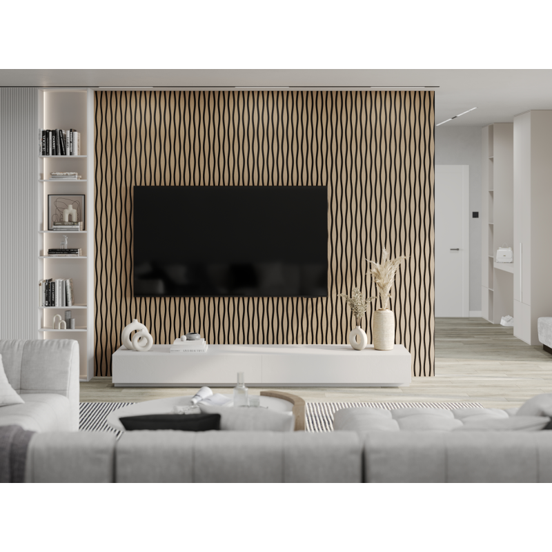 Mexen Lam-SF 26 lamele ścienne akustyczne 280 x 30 cm, filc 9 mm, fornir techniczny, Jasny Orzech - S106-280-26-047