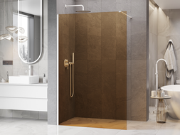 Mexen Kioto ścianka prysznicowa Walk-in 80 x 200 cm, brąz 8 mm, biała - 800-080-101-20-32