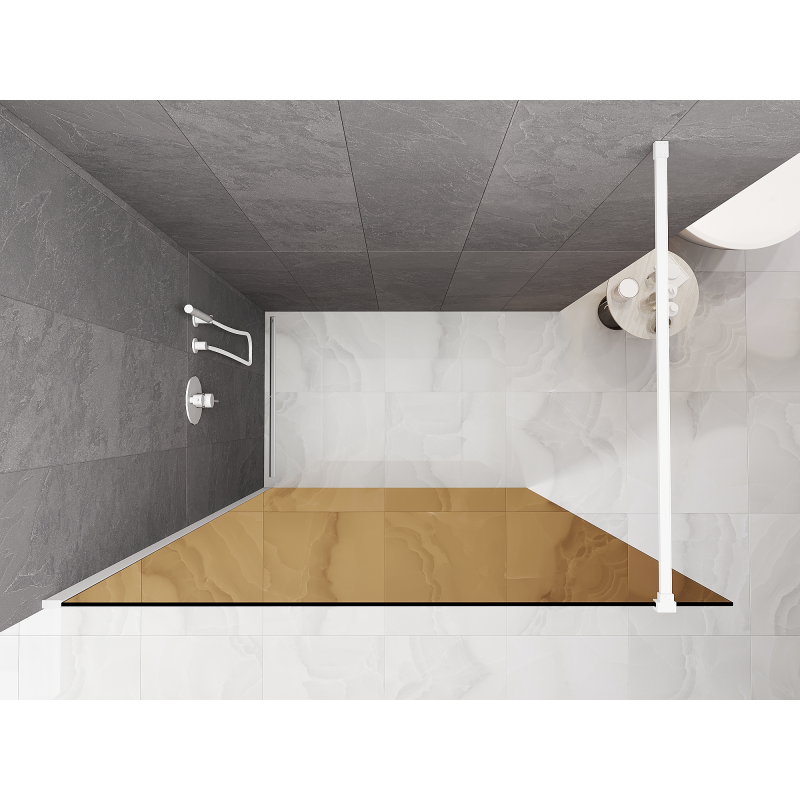 Mexen Kioto ścianka prysznicowa Walk-in 90 x 200 cm, brąz 8 mm, biała - 800-090-101-20-32