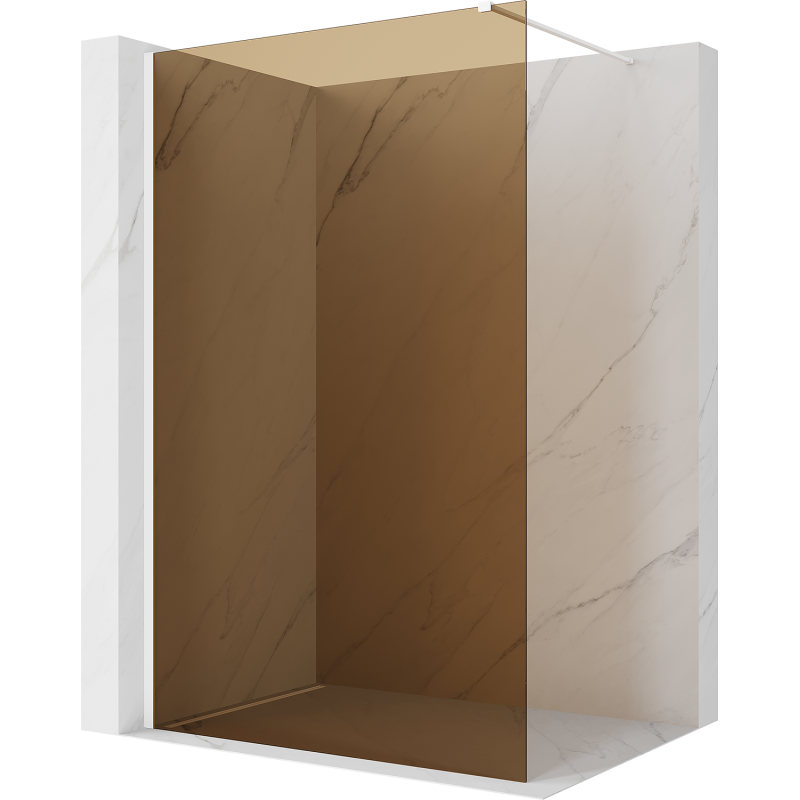 Mexen Kioto ścianka prysznicowa Walk-in 130 x 200 cm, brąz 8 mm, biała - 800-130-101-20-32