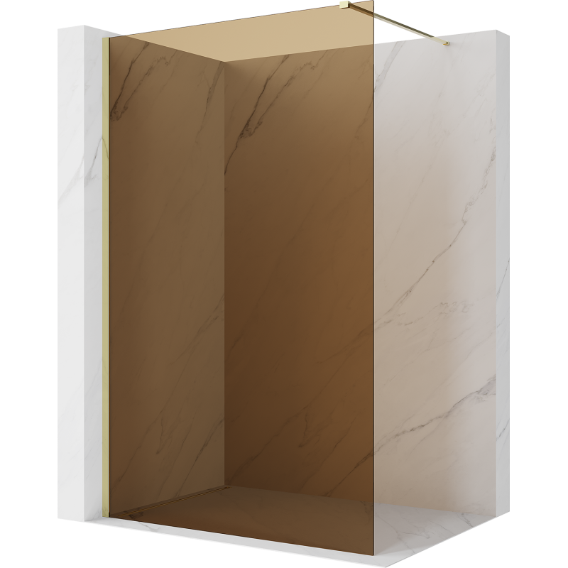 Mexen Kioto ścianka prysznicowa Walk-in 140 x 200 cm, brąz 8 mm, złota - 800-140-101-50-32