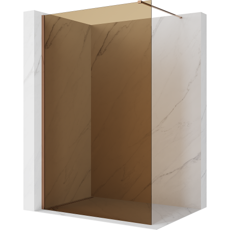 Mexen Kioto ścianka prysznicowa Walk-in 90 x 200 cm, brąz 8 mm, różowe złoto - 800-090-101-60-32
