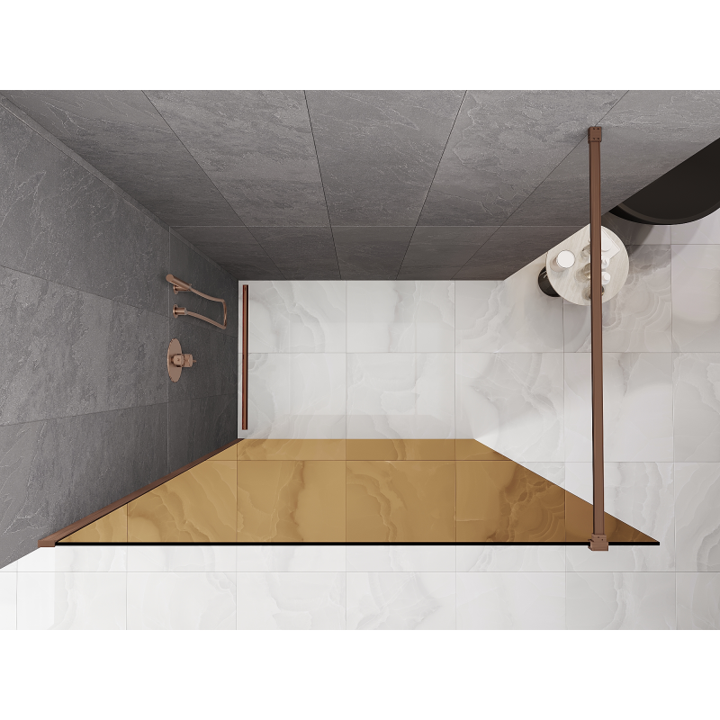 Mexen Kioto ścianka prysznicowa Walk-in 80 x 200 cm, brąz 8 mm, miedź szczotkowana - 800-080-101-65-32